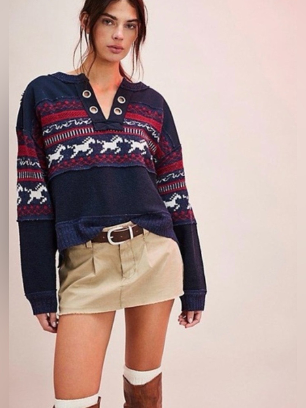 NWOT Free People We The Free Running Wild Sweater Size S
